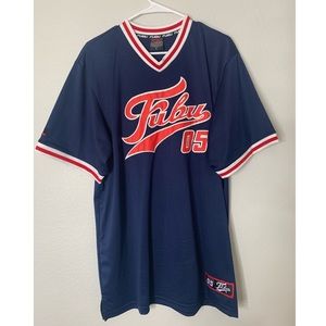 Navy Blue and Red Fubu Jersey